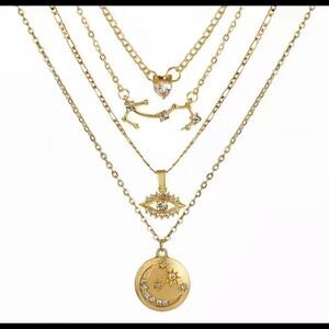 Multi-Layer Crystal Moon Necklace 